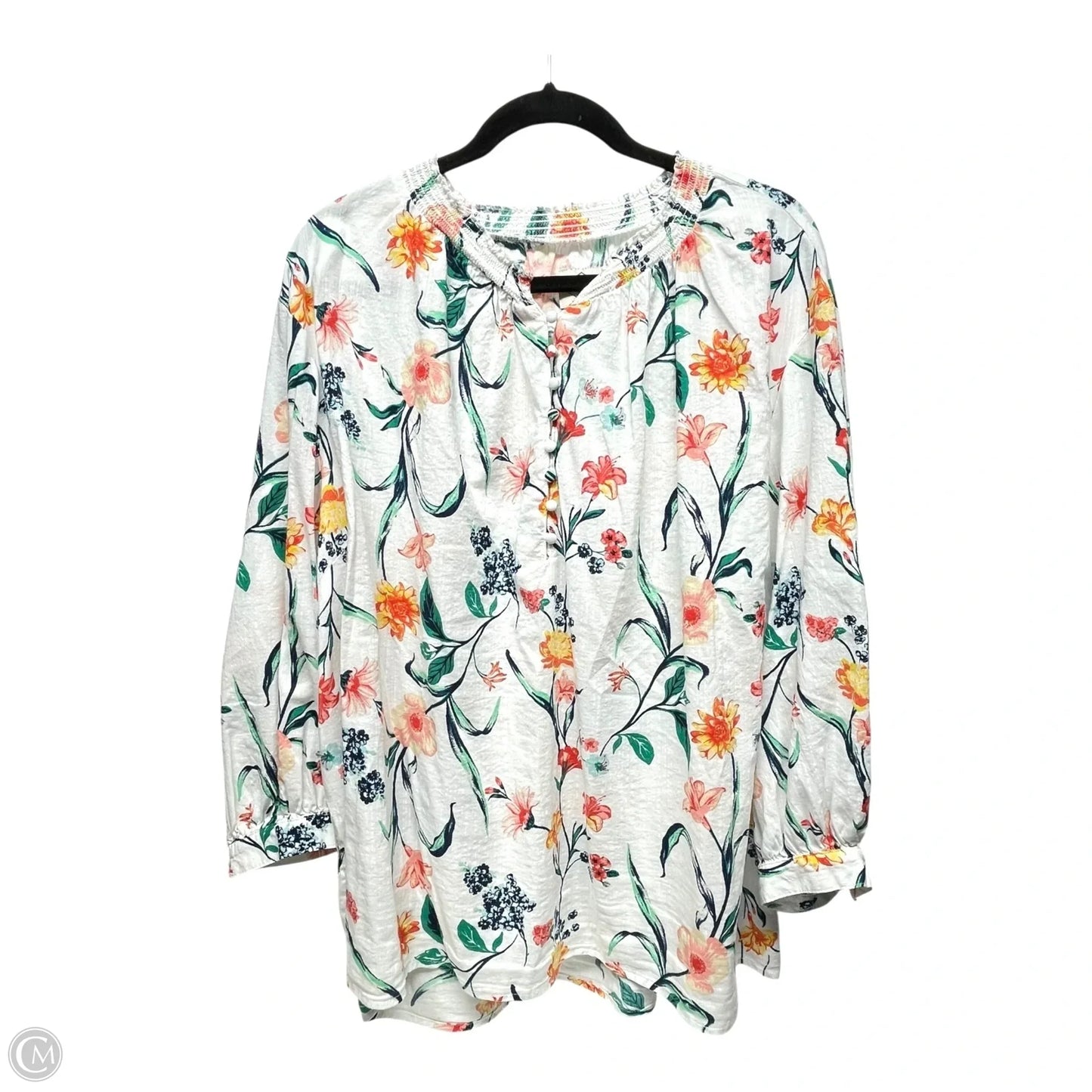 Top 3/4 Sleeve By St Johns Bay In Floral Print, Size: 2x