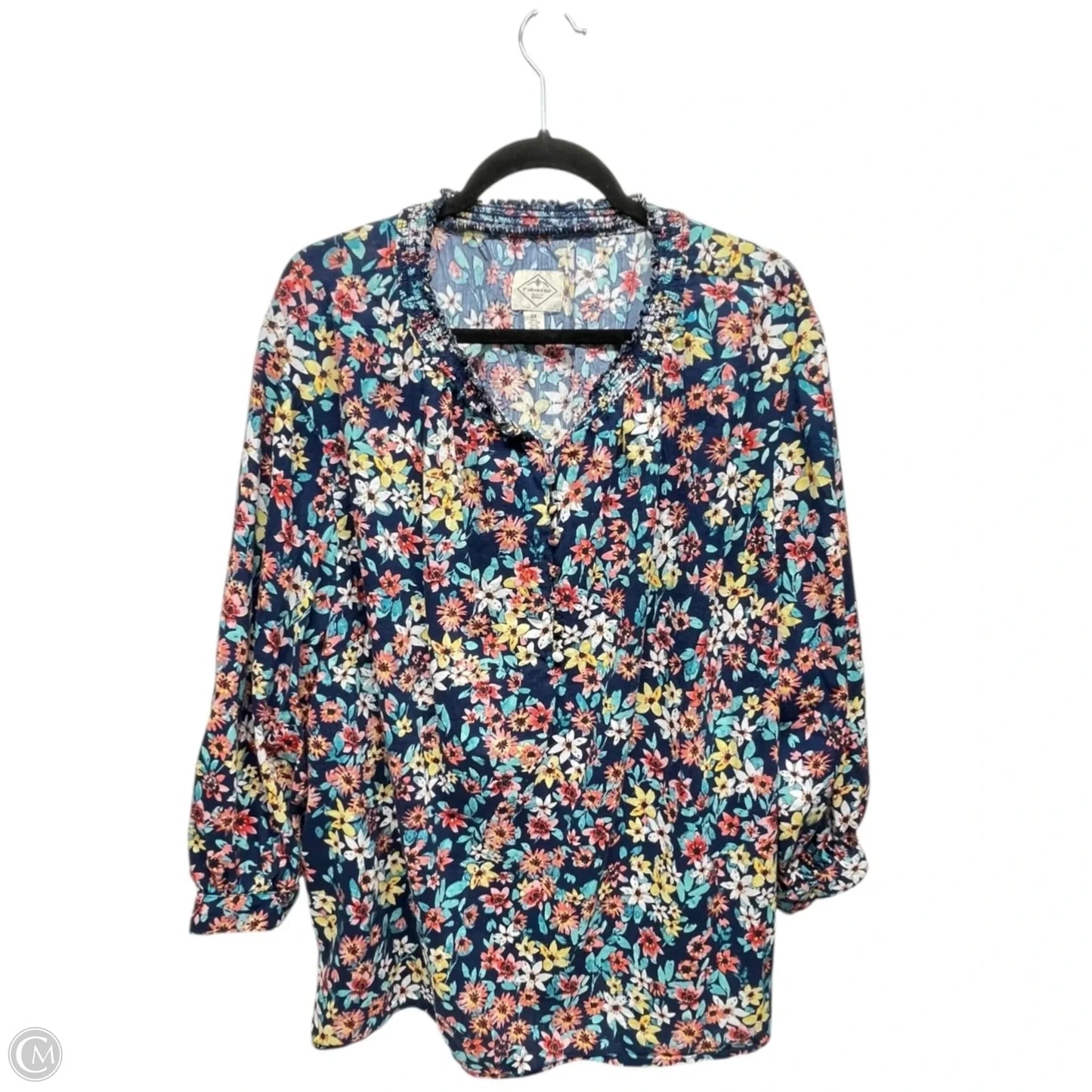 Top 3/4 Sleeve By St Johns Bay In Blue, Size: 2x