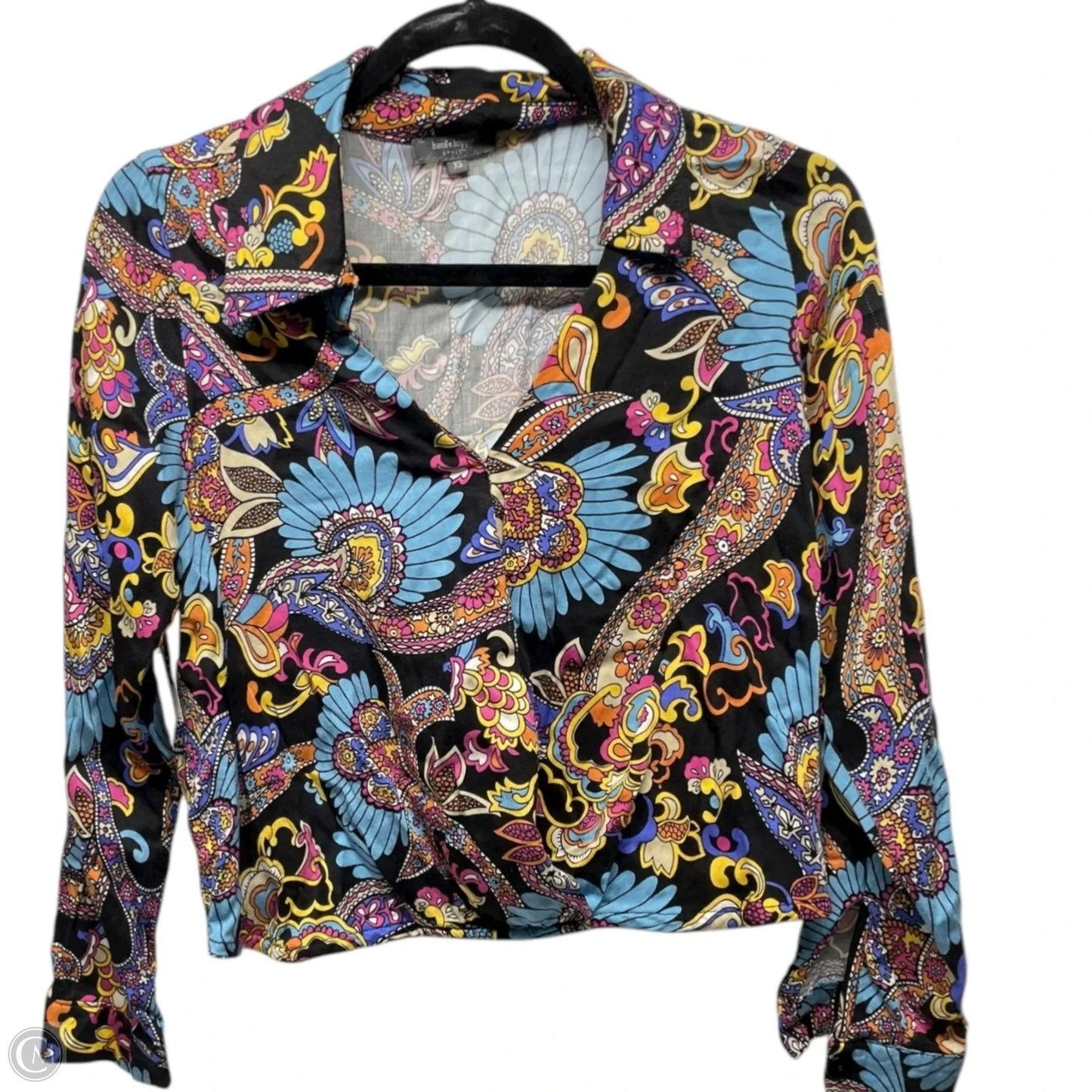 Top Long Sleeve By Haute Hippie In Black & Blue, Size: Xs
