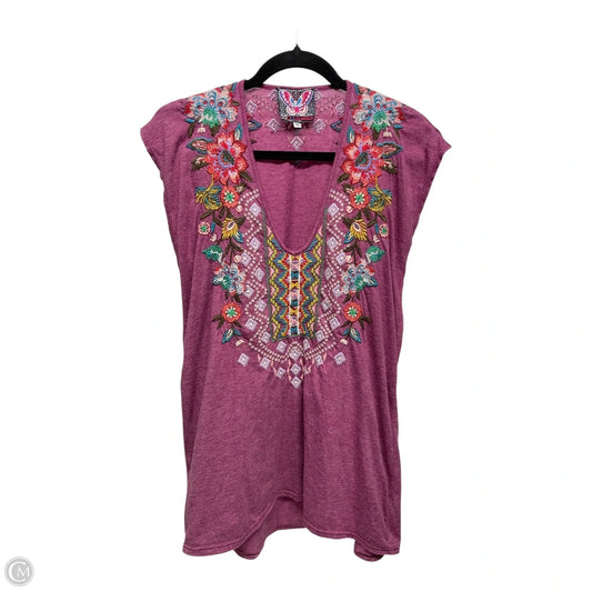 Top Short Sleeve Designer By Johnny Was In Purple, Size: M