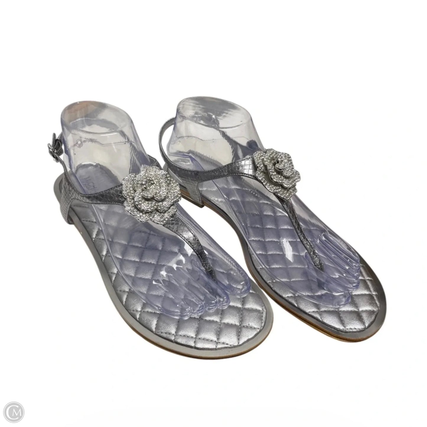 Sandals Flats By Michael By Michael Kors In Silver, Size: 8