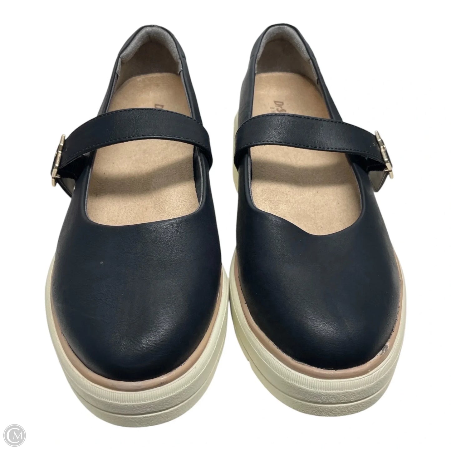 Shoes Heels Platform By Dr Scholls In Black & Cream, Size: 7