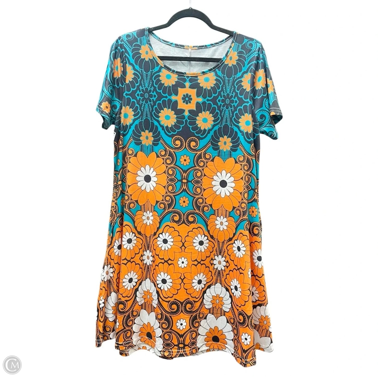 Dress Casual Short By Clothes Mentor In Orange & White, Size: L
