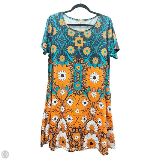 Dress Casual Short By Clothes Mentor In Orange & White, Size: L