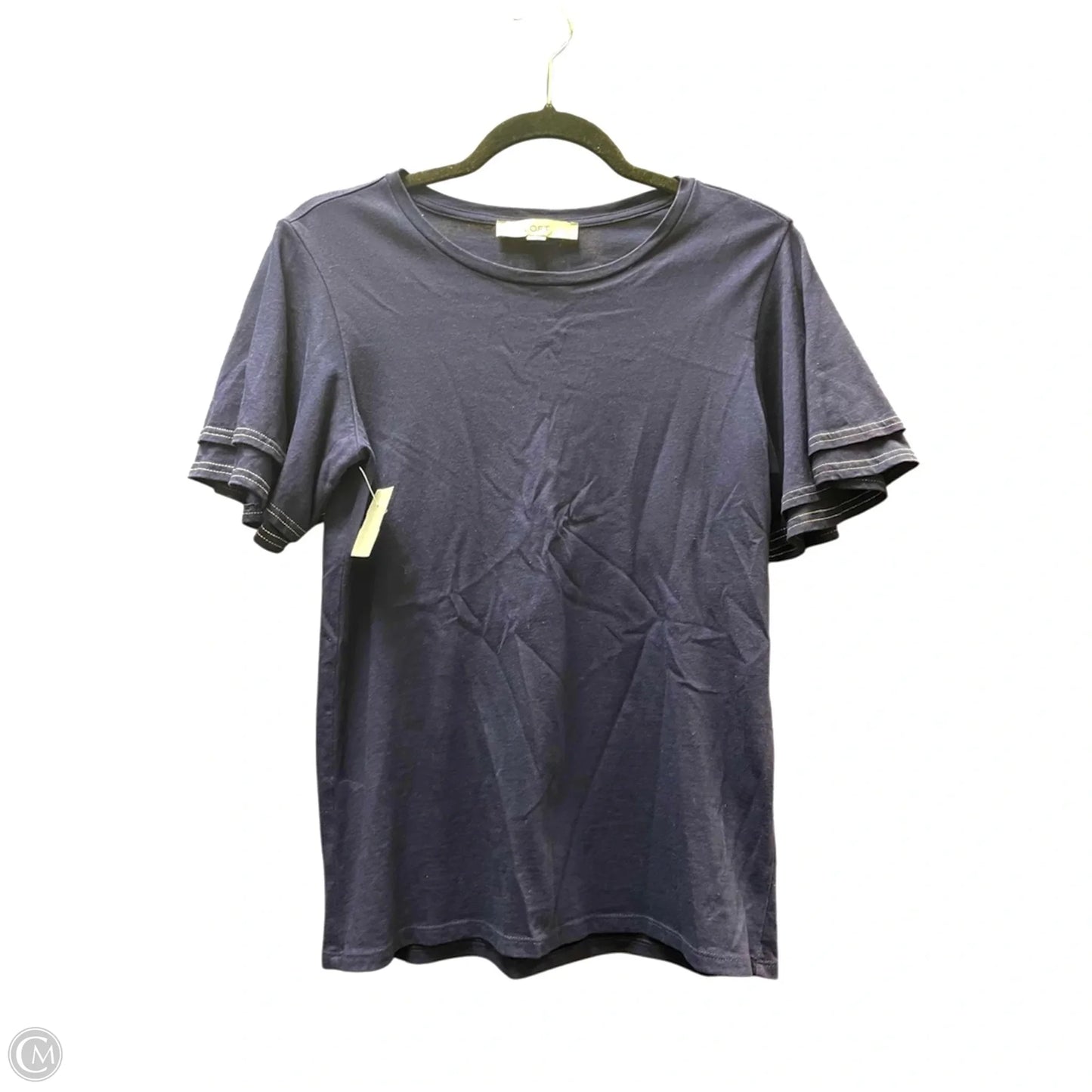 Top Short Sleeve By Loft In Navy, Size: S