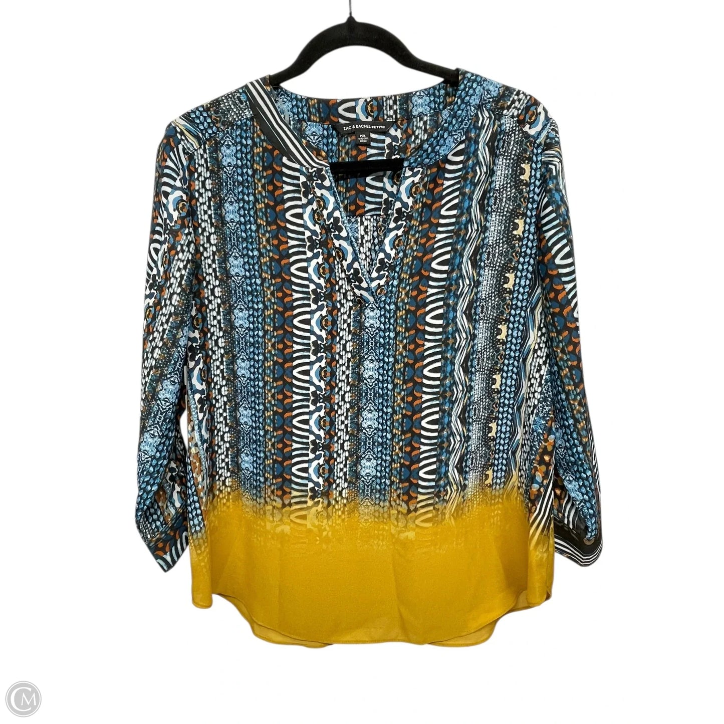 Blouse Long Sleeve By Zac And Rachel In Black & Green, Size: Xlp