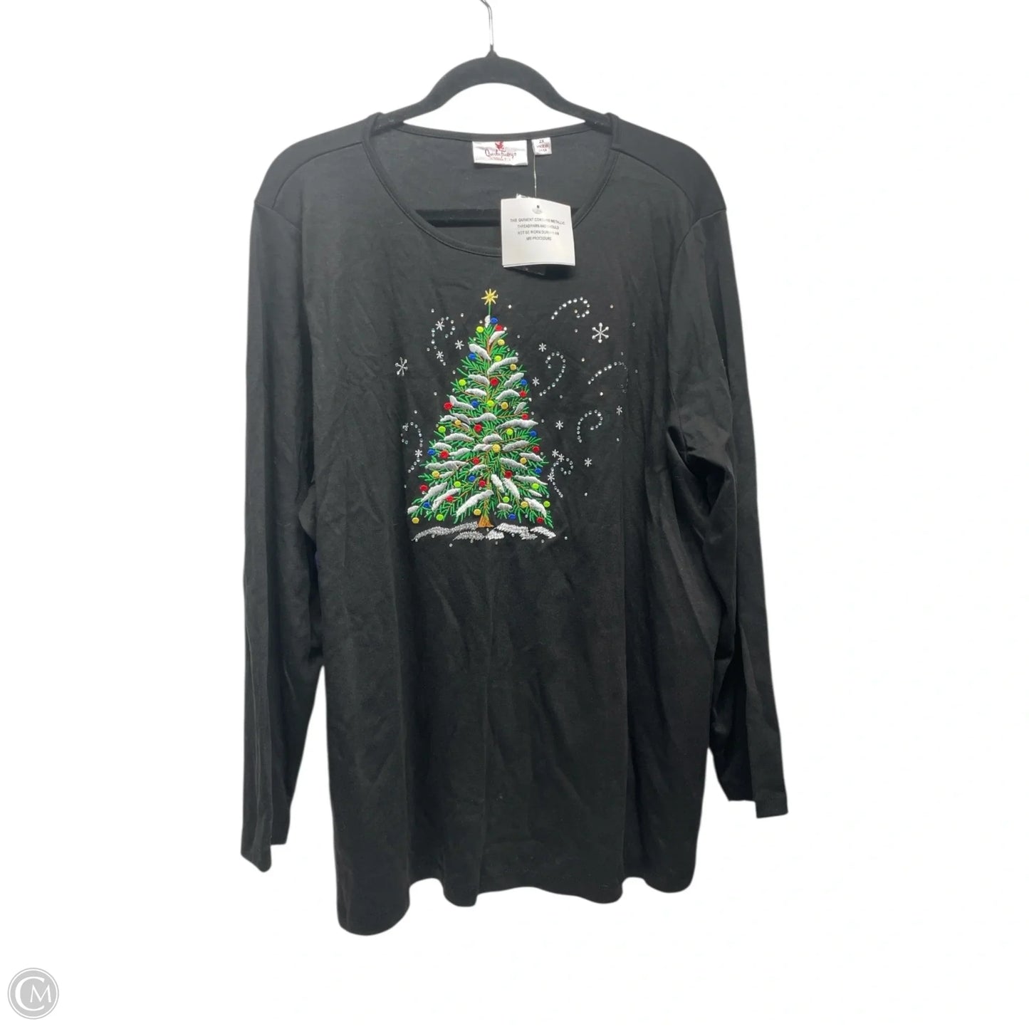 Top 3/4 Sleeve By Quaker Factory In Black, Size: 2x