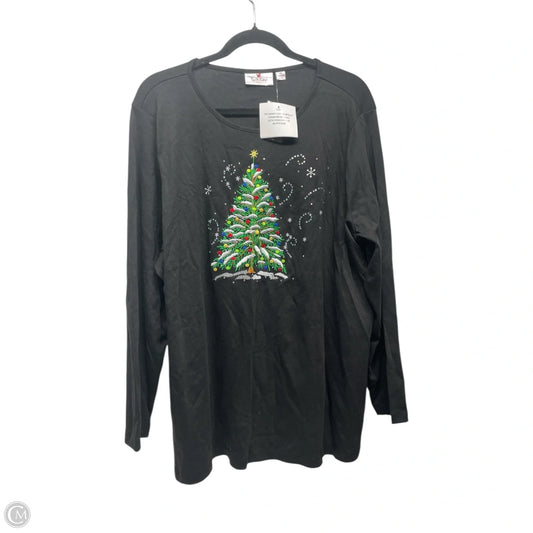 Top 3/4 Sleeve By Quaker Factory In Black, Size: 2x