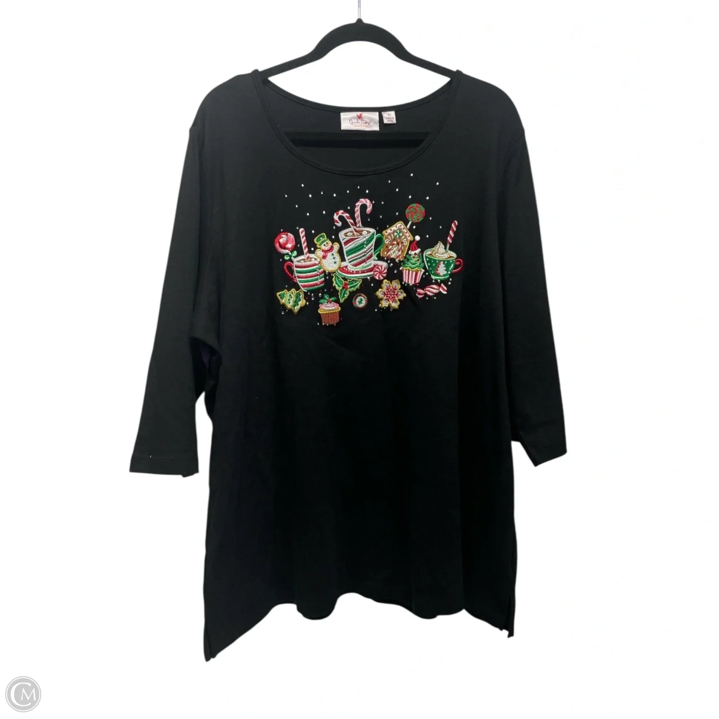 Top 3/4 Sleeve By Quaker Factory In Black, Size: 2x