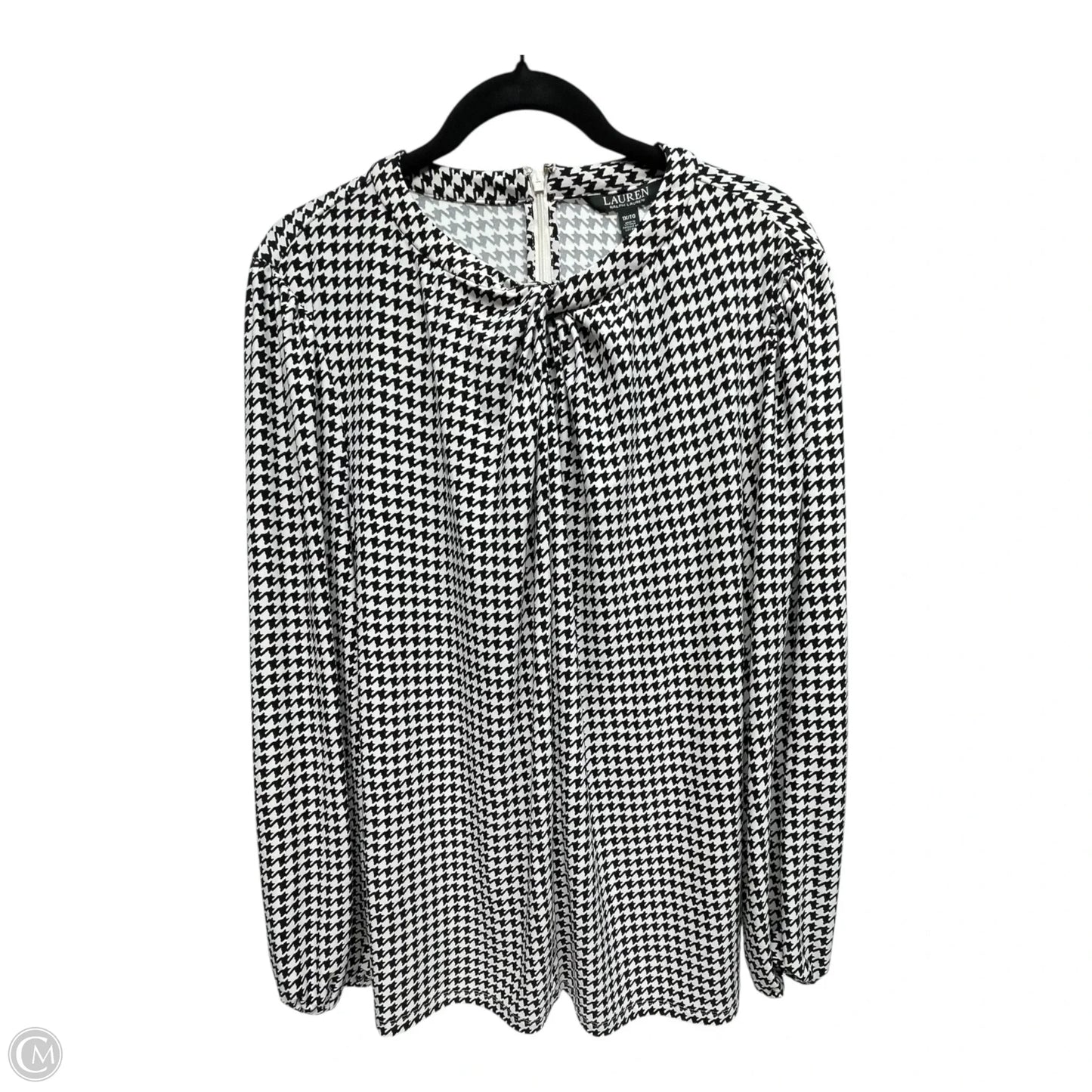 Top Long Sleeve By Lauren By Ralph Lauren In Black & White, Size: Xl