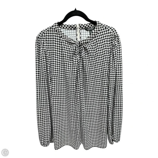 Top Long Sleeve By Lauren By Ralph Lauren In Black & White, Size: Xl