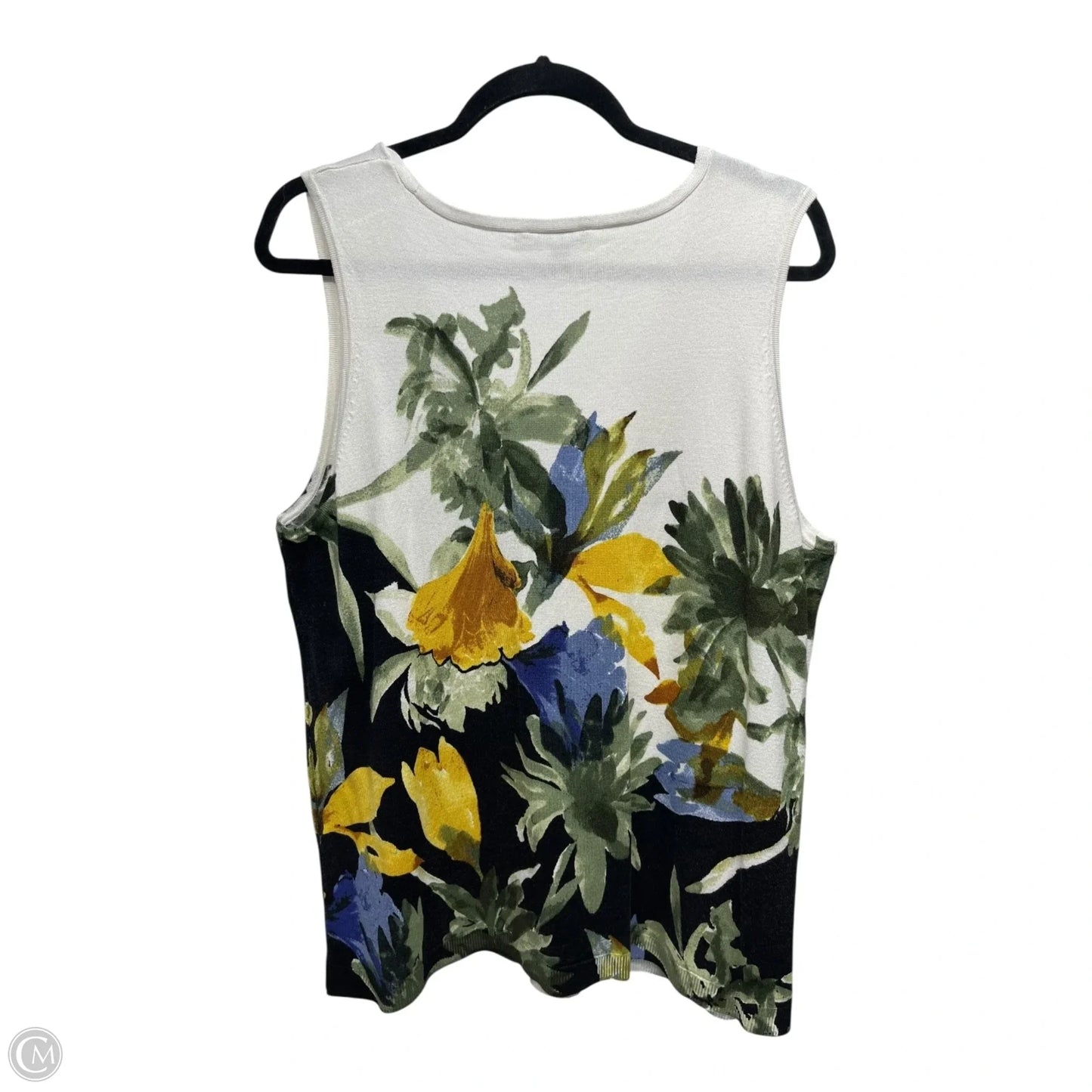 Sweater Short Sleeve By Chicos In Floral Print, Size: L