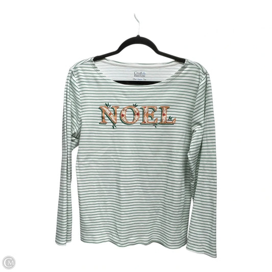 Top Long Sleeve By Croft And Barrow In Green & White, Size: M