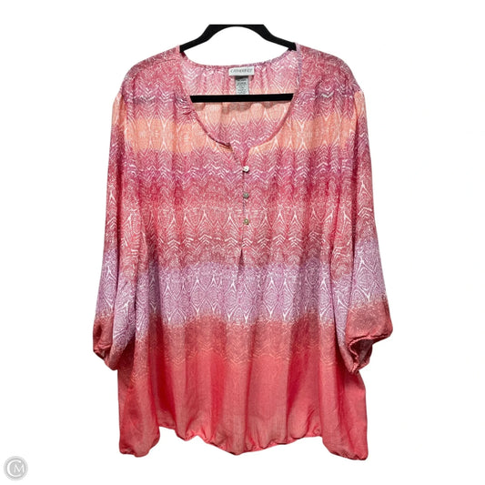 Blouse 3/4 Sleeve By Catherines In Pink, Size: 3x
