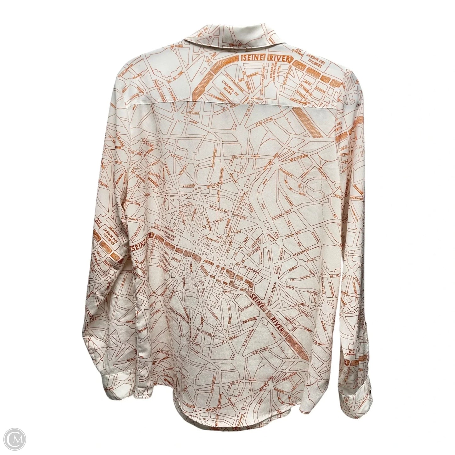Blouse Designer By Karl Lagerfeld In Orange & White, Size: M