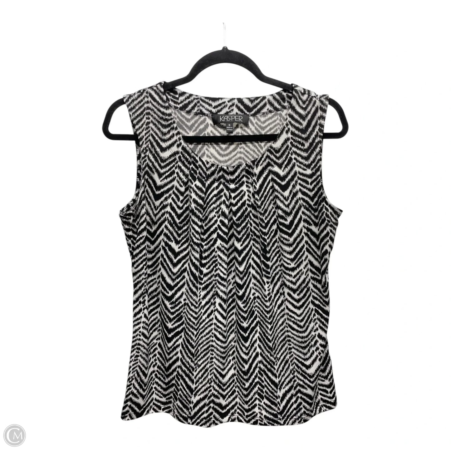 Top Sleeveless By Kasper In Black & White, Size: S