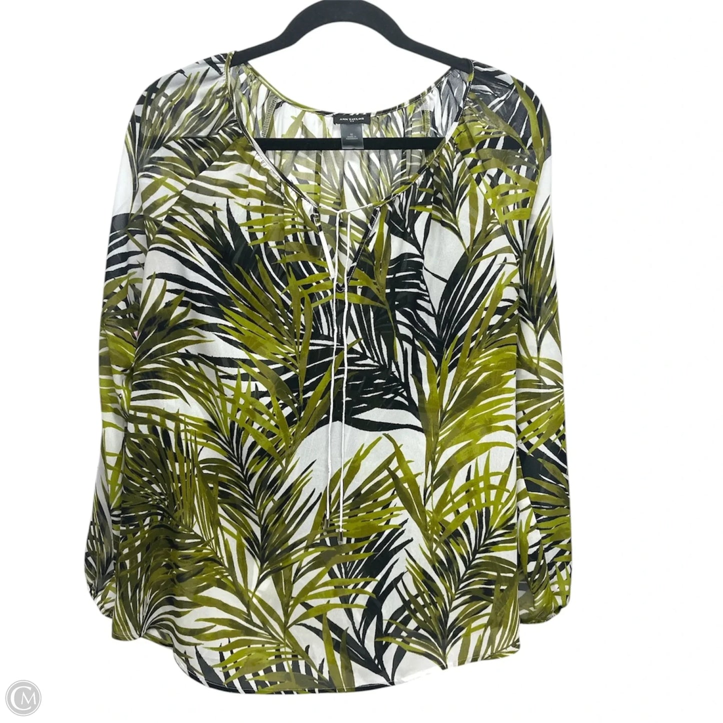 Blouse Long Sleeve By Ann Taylor In Tropical Print, Size: M
