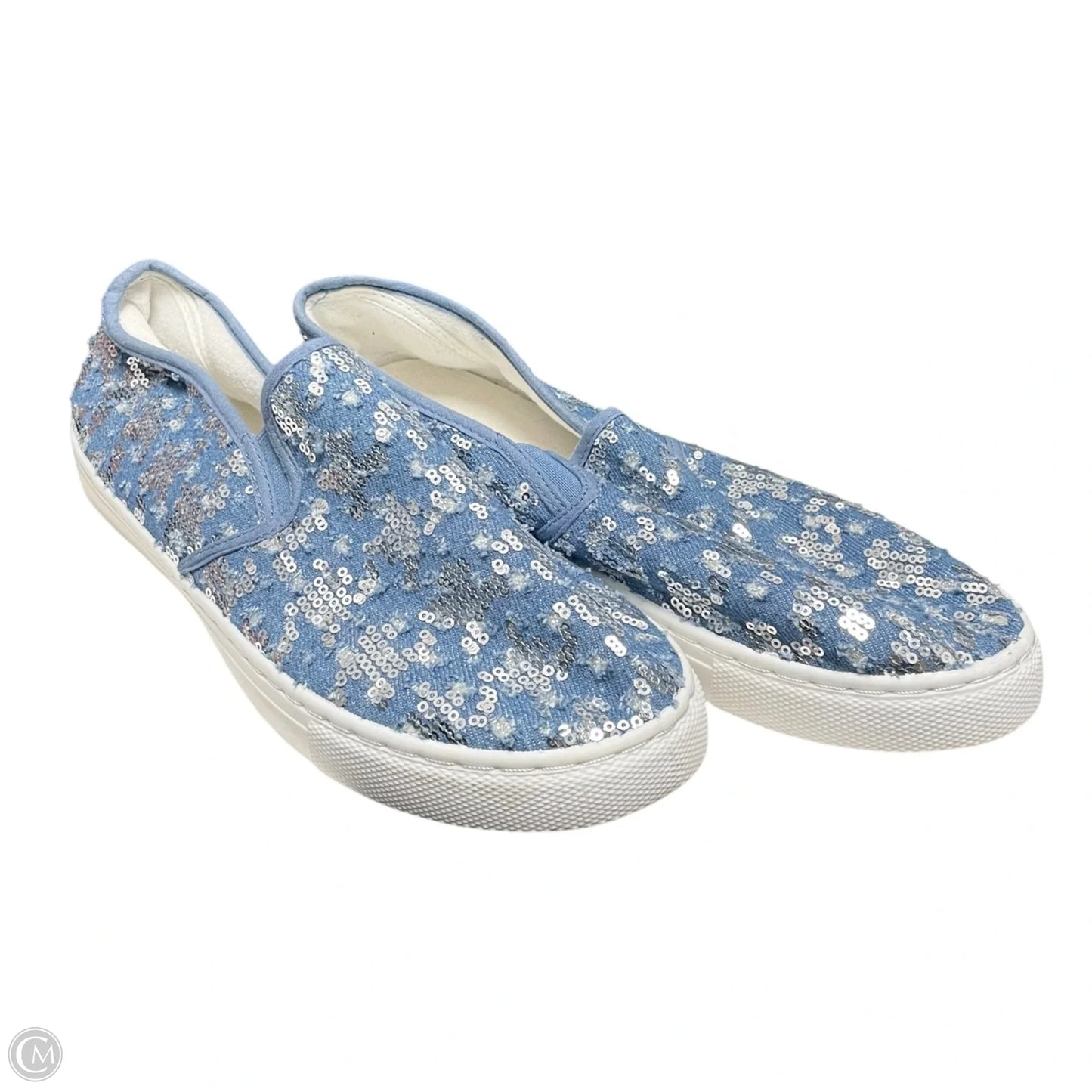 Shoes Sneakers By Cato In Blue & Silver, Size: 10