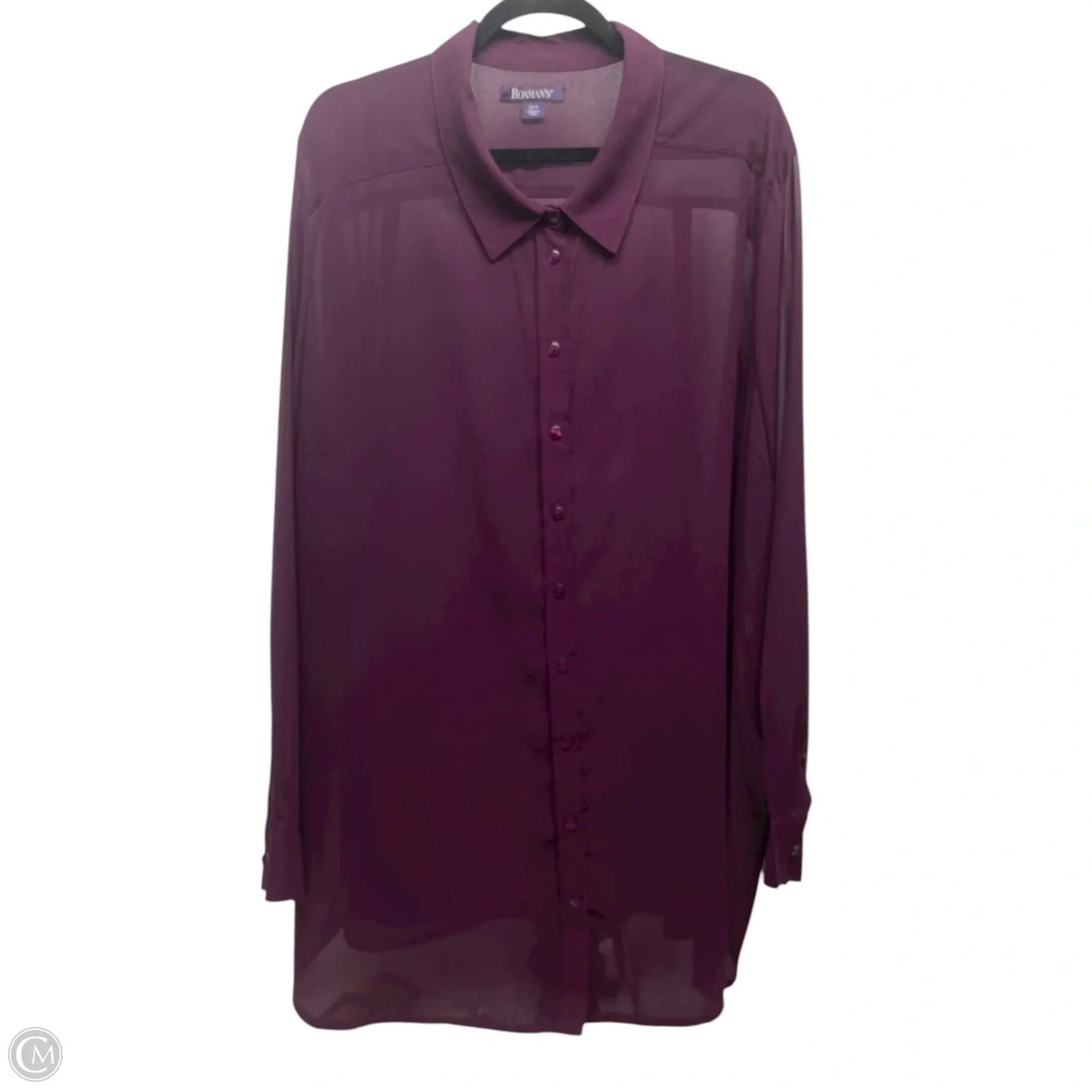 Top Long Sleeve Basic By Roamans In Purple, Size: 4x