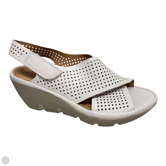 Shoes Heels Wedge By Clarks In White, Size: 9