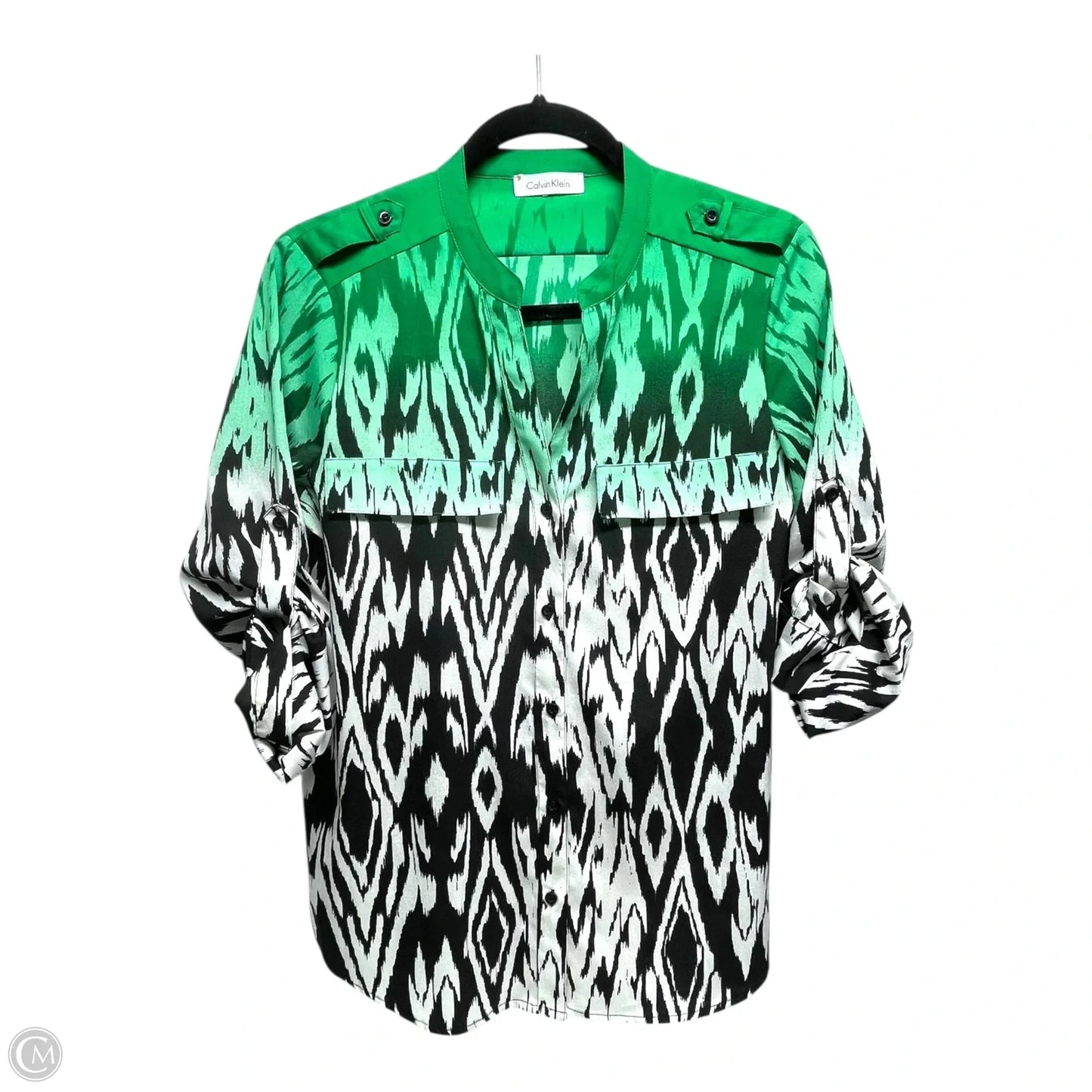 Top Long Sleeve By Calvin Klein In Animal Print, Size: L