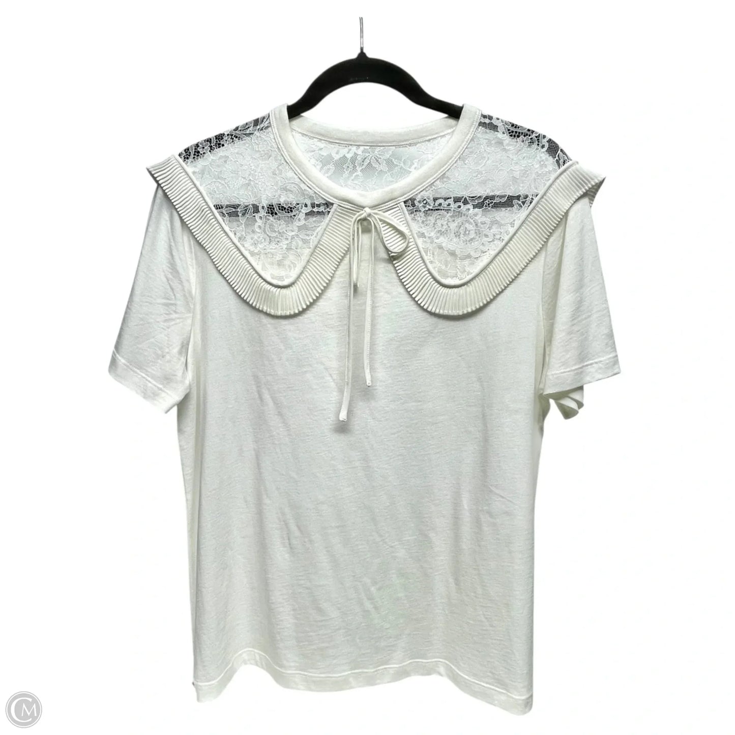 Top Short Sleeve Designer By Sandro In Ivory, Size: L