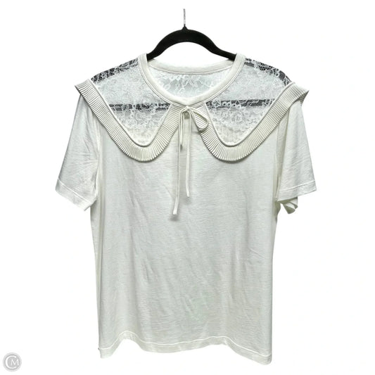 Top Short Sleeve Designer By Sandro In Ivory, Size: L