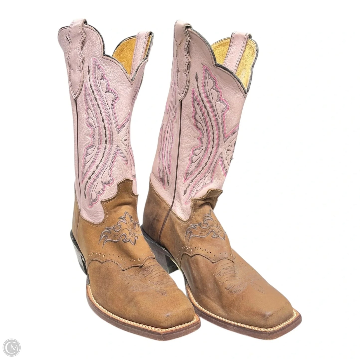Boots Western By Justin In Brown & Pink, Size: 9