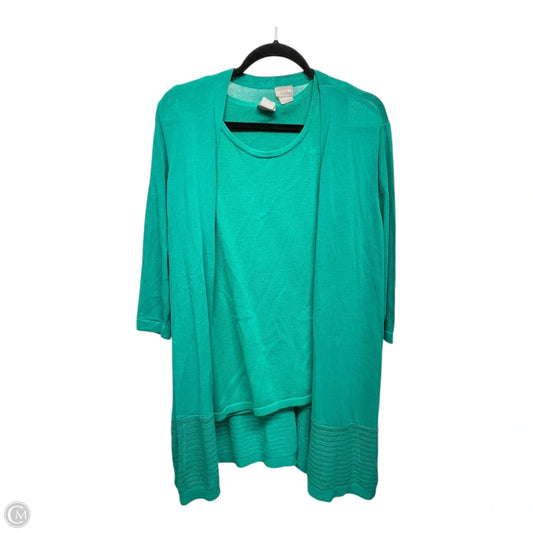 Top 2pc Long Sleeve By Chicos In Green, Size: L