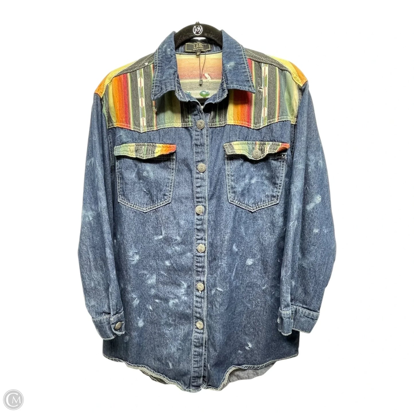 Top Long Sleeve By Lucky & Blessed In Blue Denim, Size: 3x