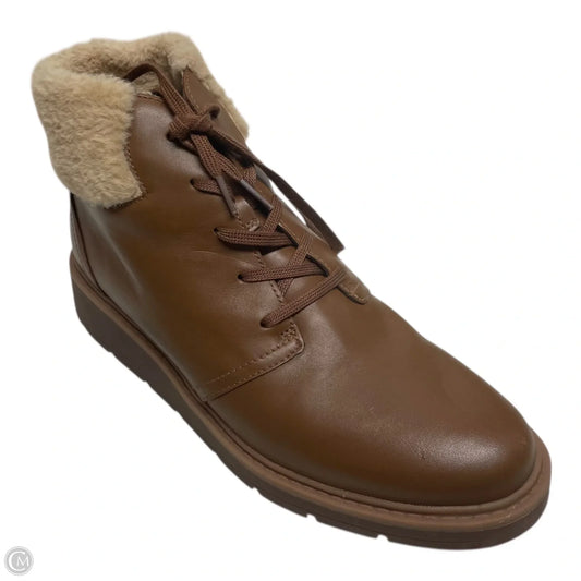Boots Ankle Heels By Clarks In Brown, Size: 8