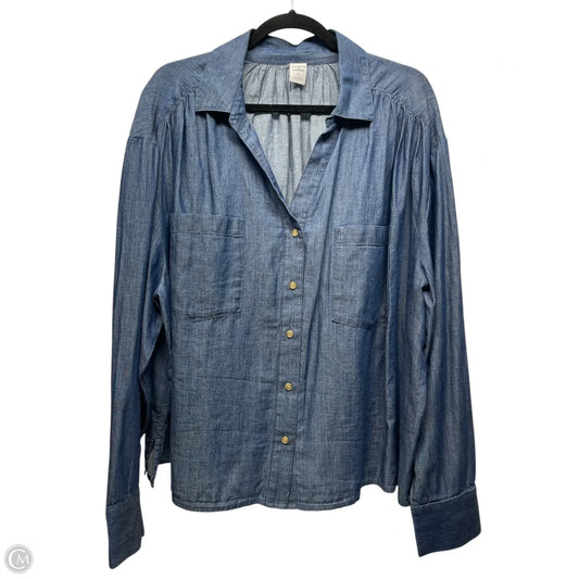 Blouse Long Sleeve By Melrose And Market In Blue, Size: 2x