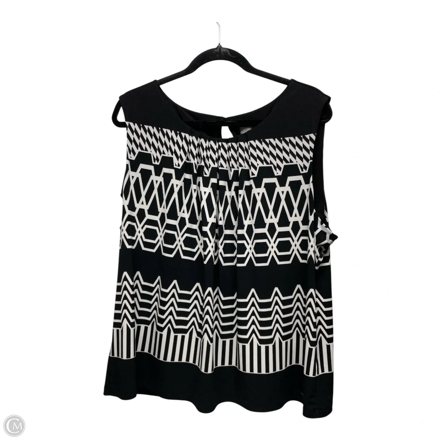 Top Sleeveless By Calvin Klein In Black & White, Size: Xl