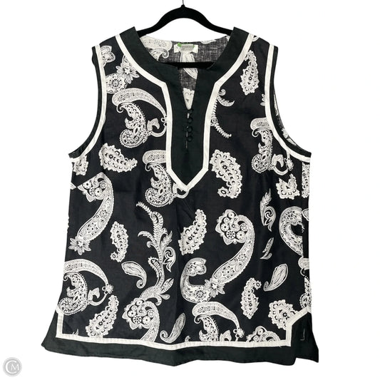 Top Sleeveless By Susan Bristol In Black & White, Size: Xl