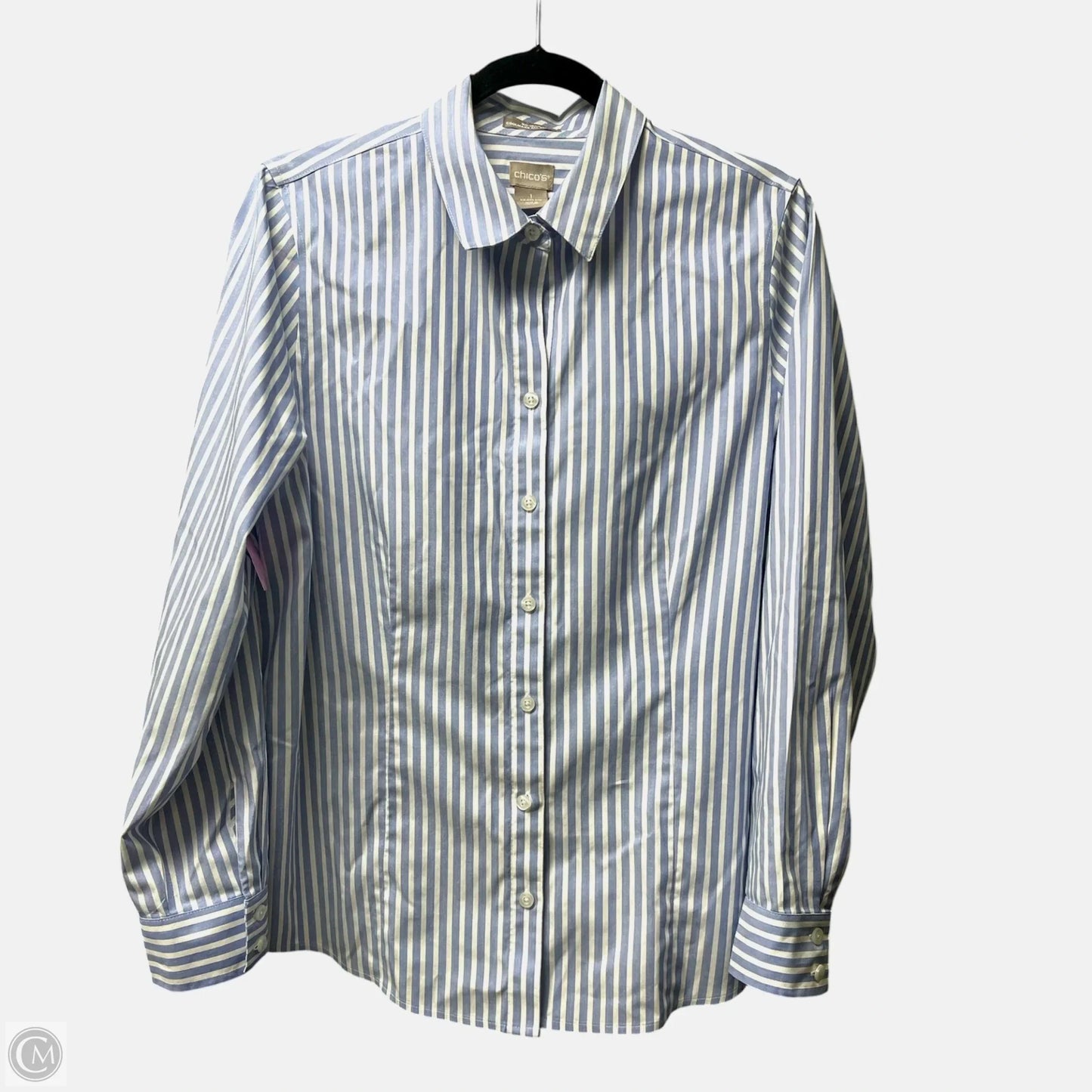 Top Long Sleeve By Chicos In Striped Pattern, Size: M