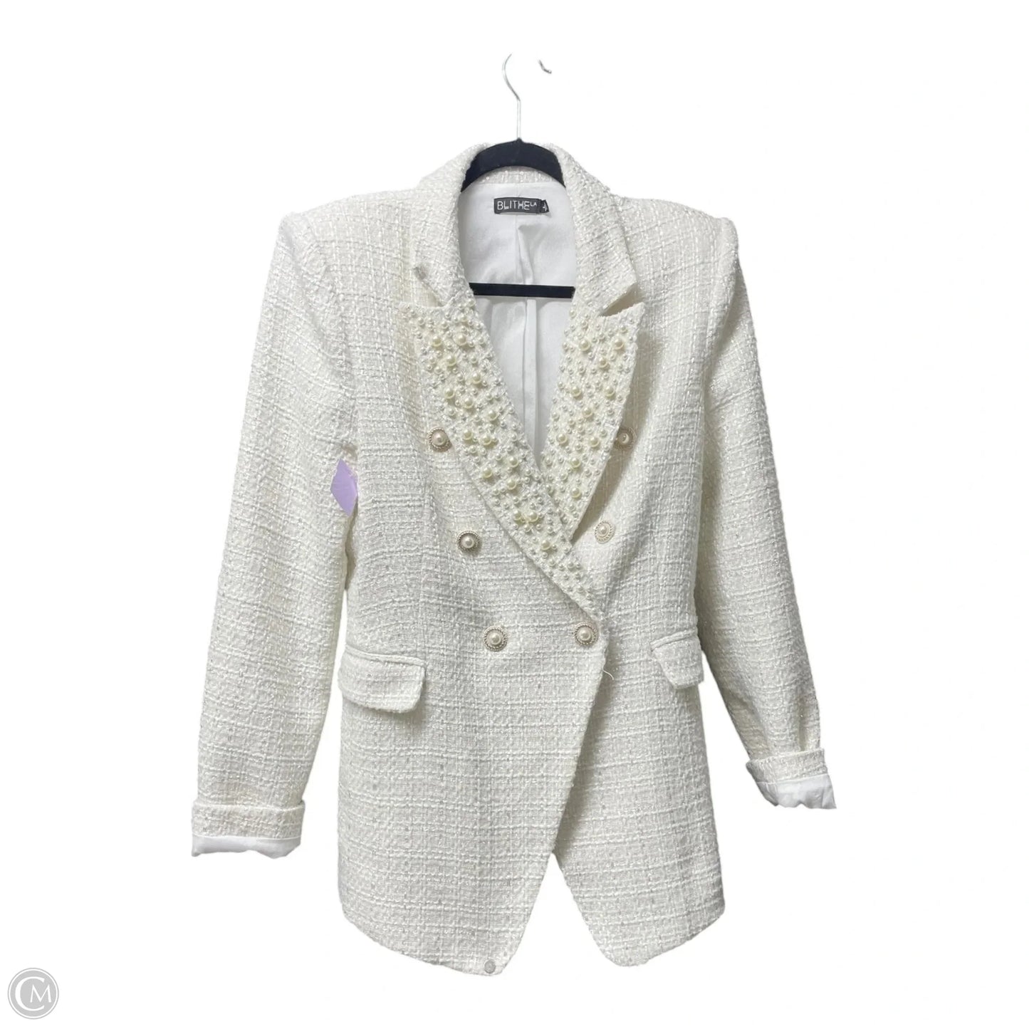 Blazer By Clothes Mentor In Ivory, Size: L