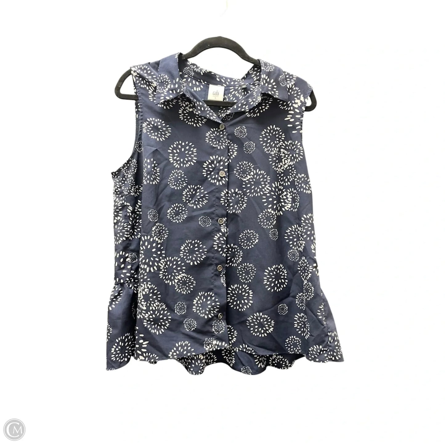 Top Sleeveless By Cabi In Blue & White, Size: L
