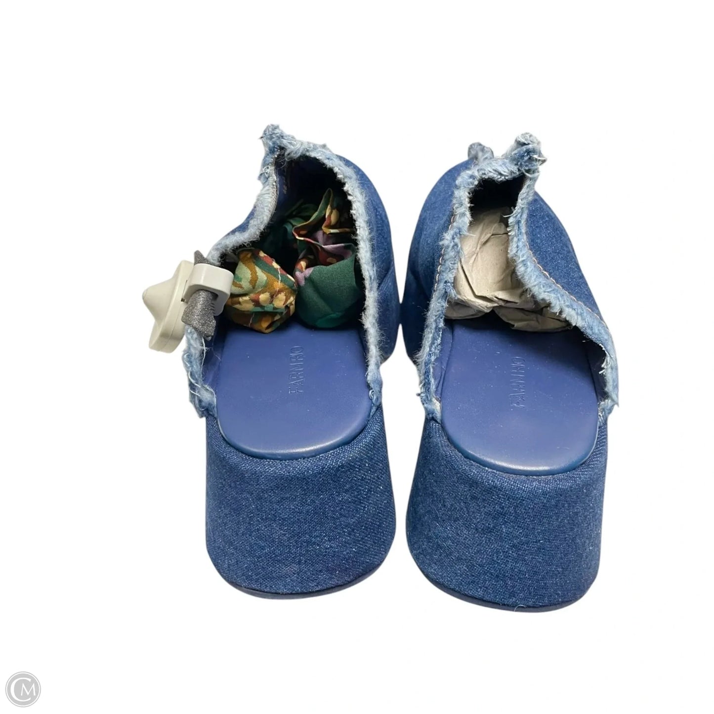 Shoes Designer By Farm Rio In Blue Denim, Size: 9
