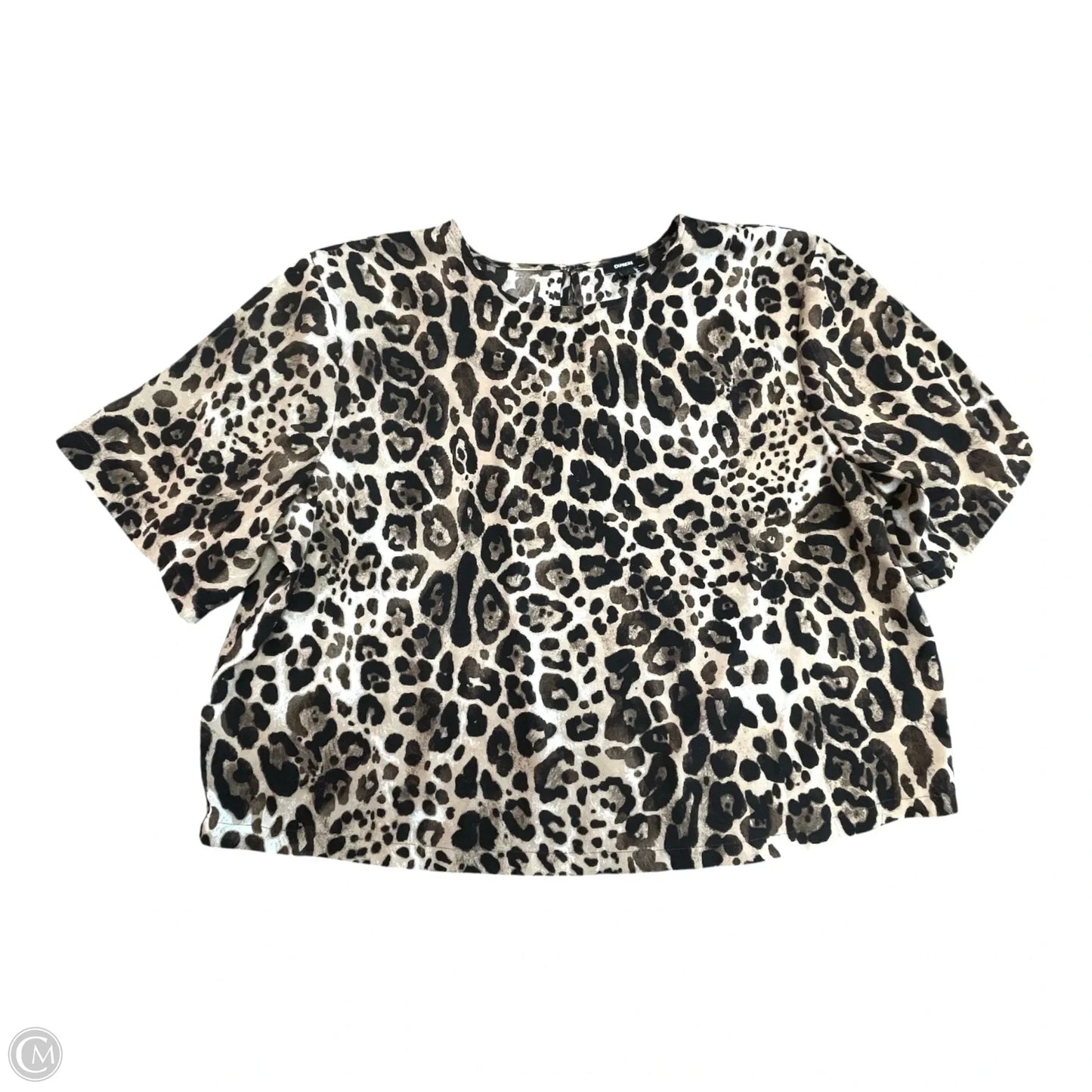 Top Short Sleeve By Express In Animal Print, Size: L