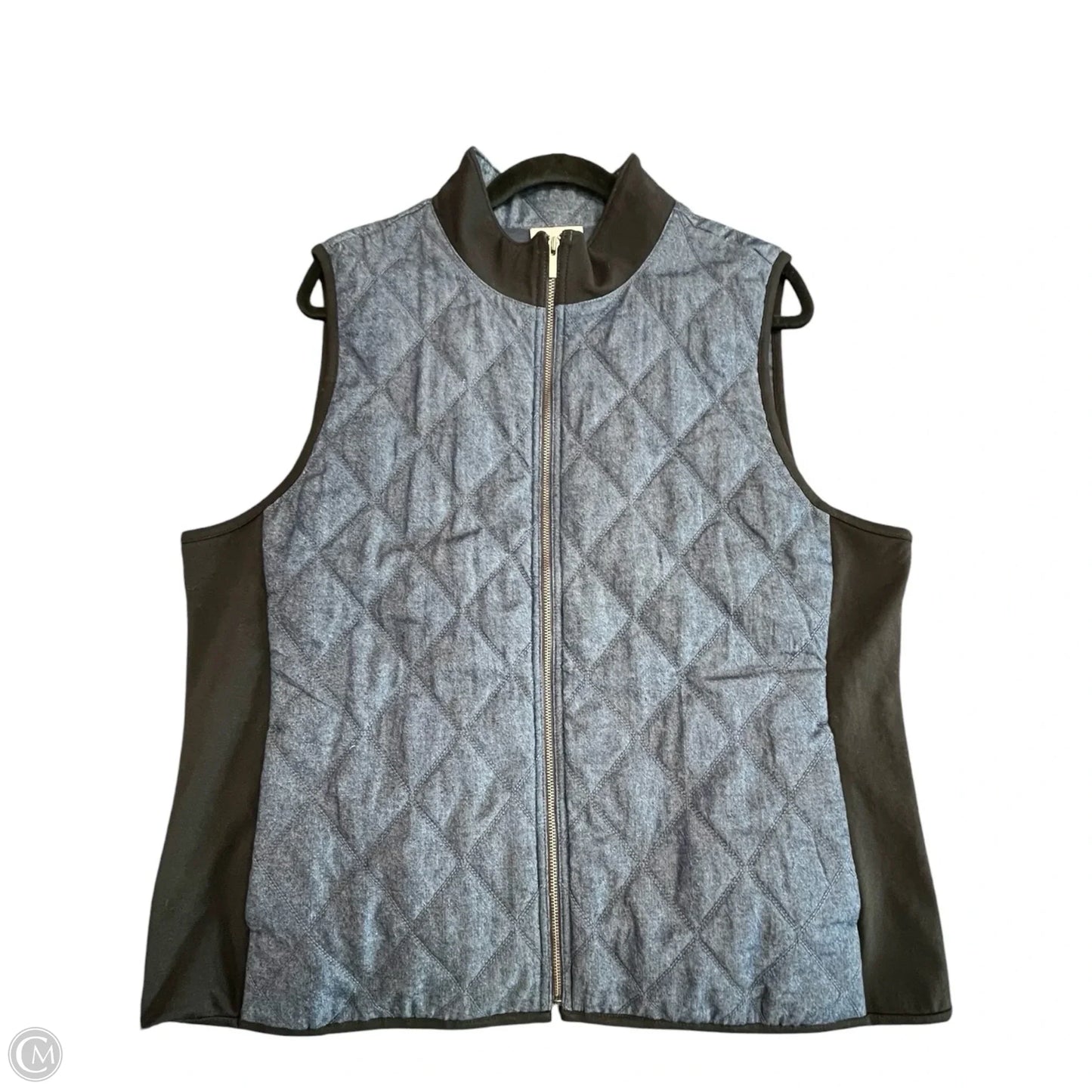 Vest Puffer & Quilted By Chicos In Black & Blue, Size: Xl