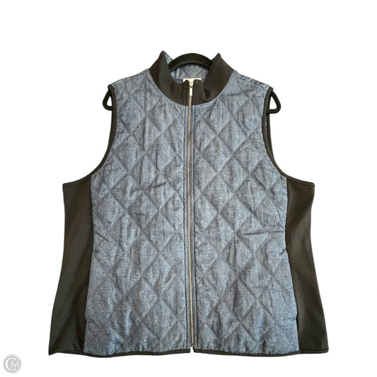 Vest Puffer & Quilted By Chicos In Black & Blue, Size: Xl