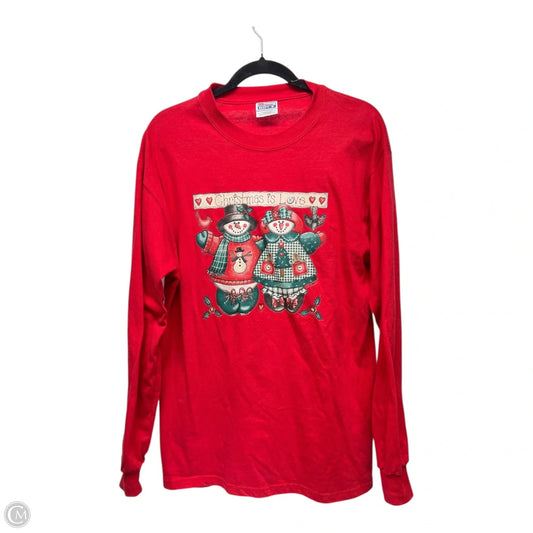 Top Long Sleeve By Hanes In Red, Size: M