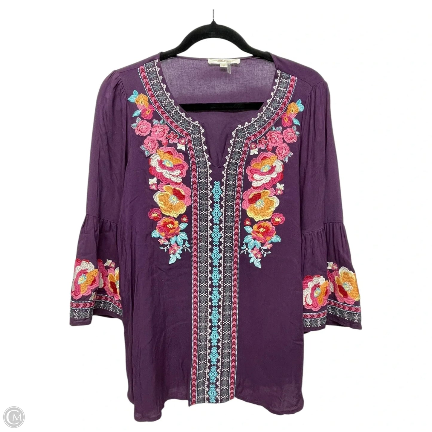 Top 3/4 Sleeve By Andree By Unit In Purple, Size: S