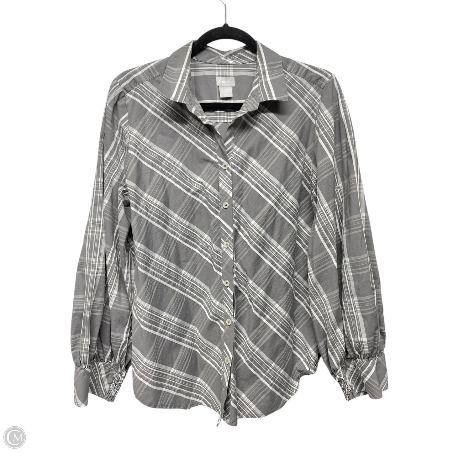 Top Long Sleeve By Chicos In Grey, Size: M