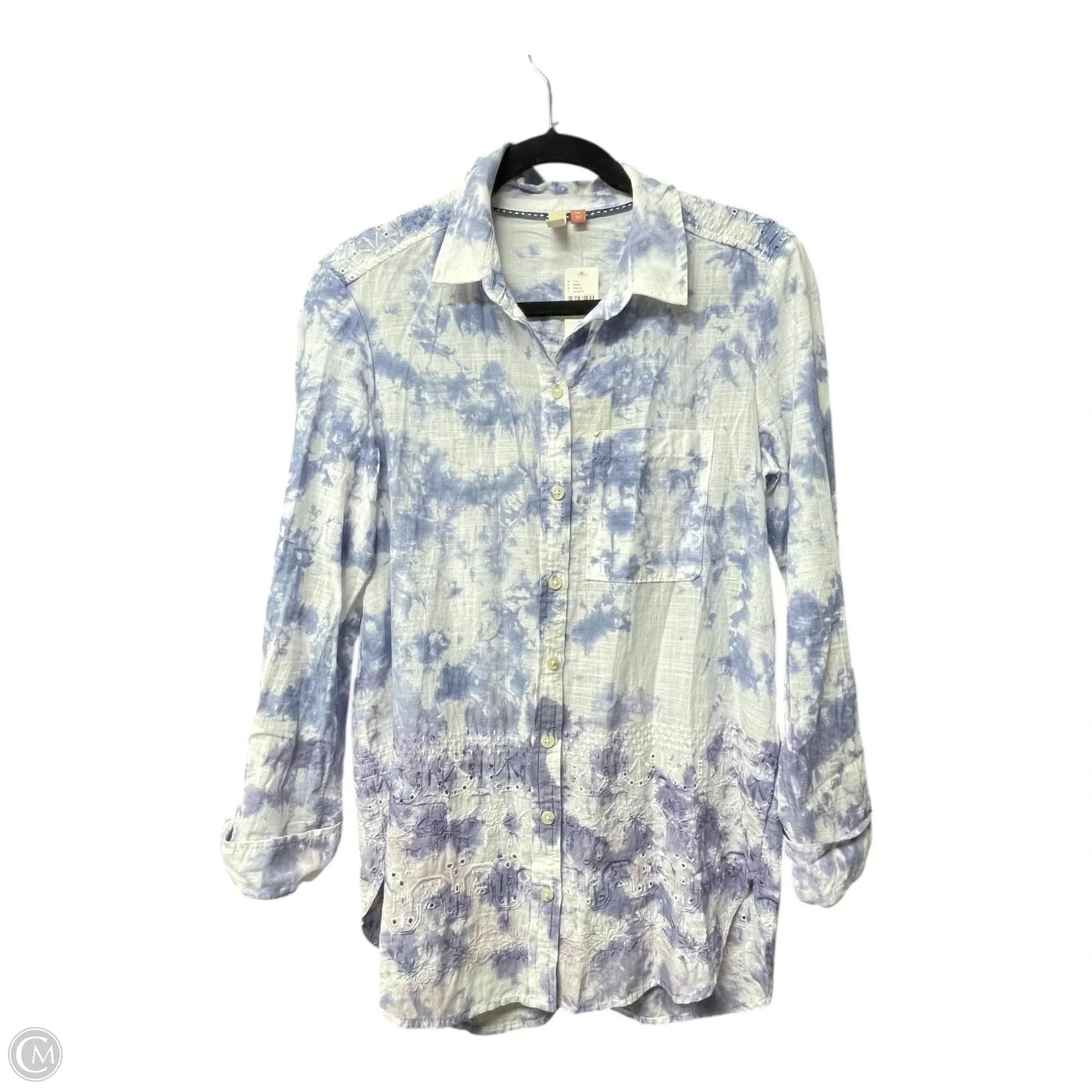 Top Long Sleeve By Pilcro In Blue & White, Size: Xs