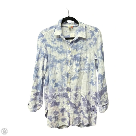 Top Long Sleeve By Pilcro In Blue & White, Size: Xs