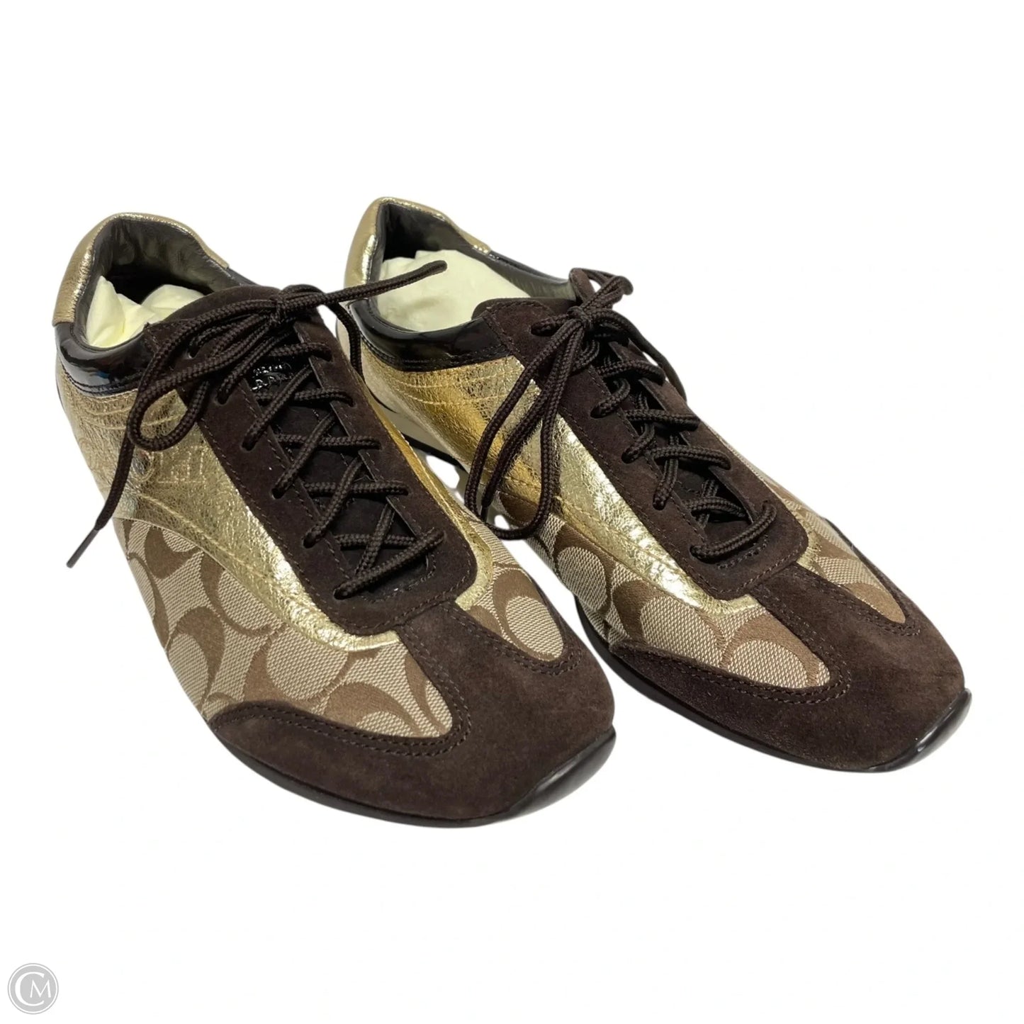 Shoes Designer By Coach In Gold, Size: 9.5