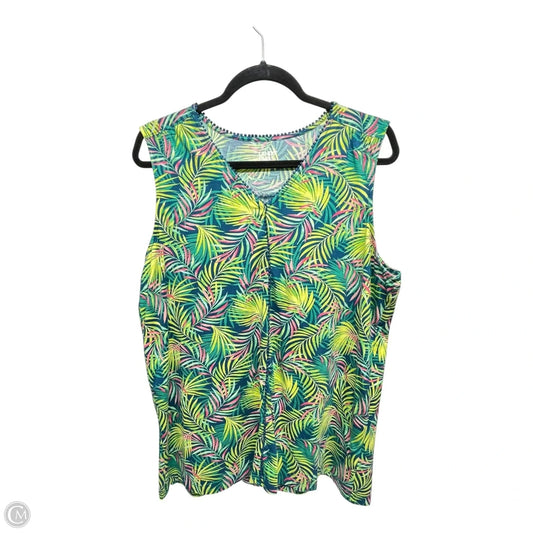 Top Sleeveless By Lands End In Tropical Print, Size: Xl