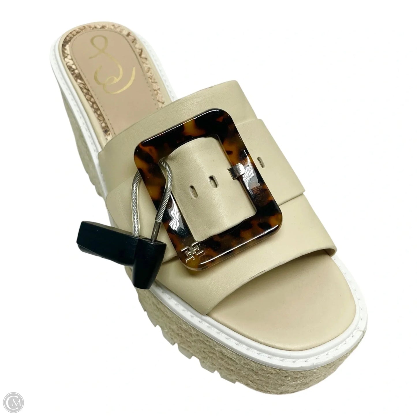 Sandals Heels Block By Sam Edelman In Tan & White, Size: 8