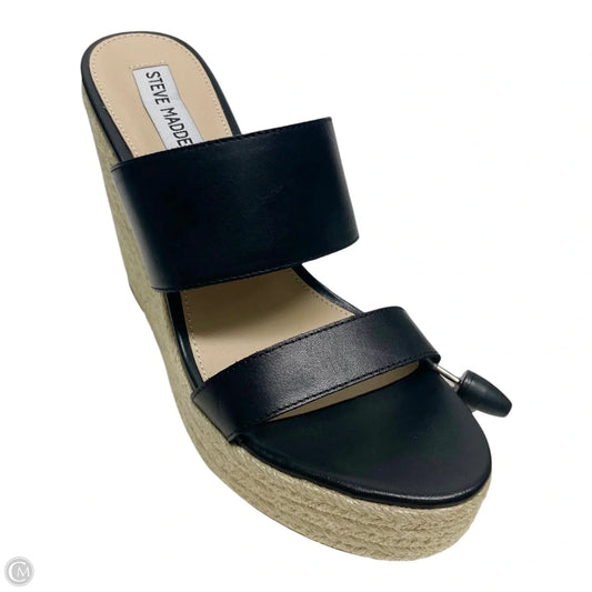 Sandals Heels Block By Steve Madden In Black & Tan, Size: 8